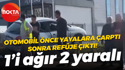 Kocaeli'de otomobil önce yayalara çarptı sonra refüje çıktı: 1'i ağır 2 yaralı!