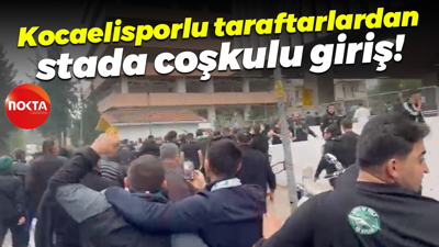 Kocaelisporlu taraftarlardan stada coşkulu giriş!