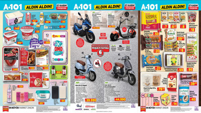 27 Kasım Perşembe A101 Aktüel Kataloğu Elektrikli Ev Aletleri, Volta Motosiklet, Buharlı Ütü Var