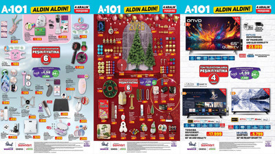 A101 4 Aralık 2025 Perşembe Aktüel Ürünler Kataloğu Yılbaşı Süsleri, Işık Terapi Maskesi Geliyor