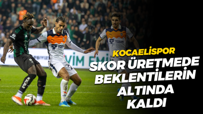 Kocaelispor skor üretmede beklentilerin altında kaldı