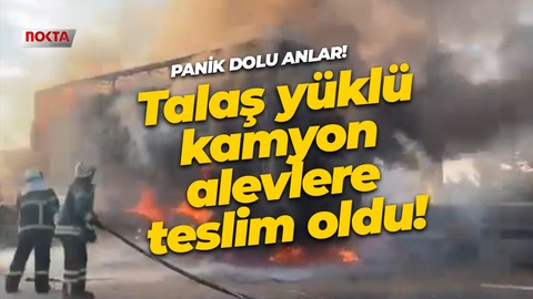 Talaş yüklü kamyon alevlere teslim oldu!