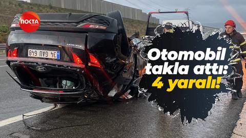 Kuzey Marmara Otoyolu'nda otomobil takla attı: 4 yaralı!