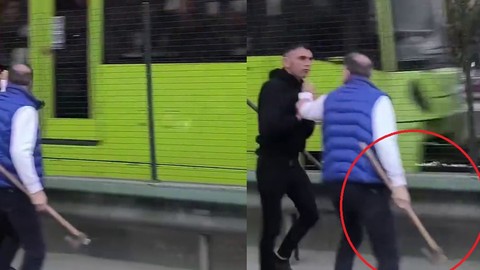 Bursa'da sokak ortasında baltalı kavga! O anlar böyle görüntülendi