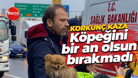 TEM'de korkutan kaza, cip istinat duvarına çarptı