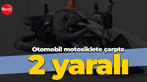 Trafik ışıklarında otomobil motosiklete çarptı: 2 yaralı
