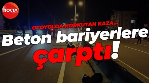 Kocaeli'de korkutan kaza: Bariyerlere çarparak devrildi!