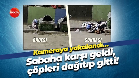Kameraya yakalandı… Sabaha karşı geldi, çöpleri dağıtıp gitti!