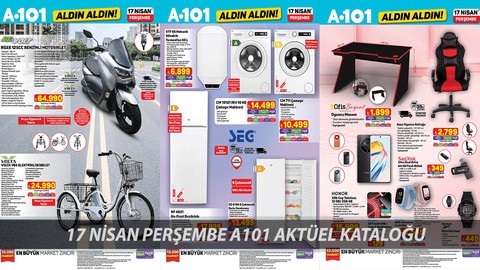 A101 17 Nisan Perşembe Kataloğu Dijital Saat, Motosiklet, Kas Geliştirici, Elektrikli Bisiklet Satışa Çıktı