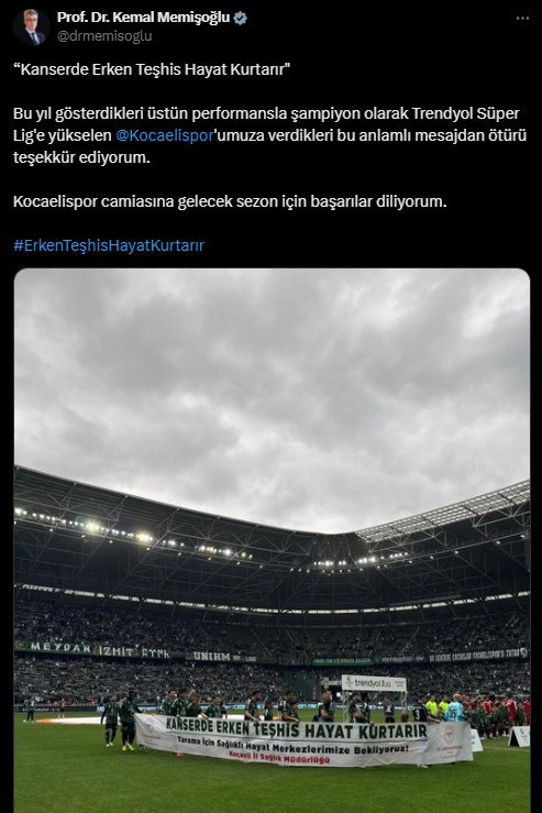 Bakan Kemal Memişoğlu Kocaelispor’u tebrik etti - Resim : 1