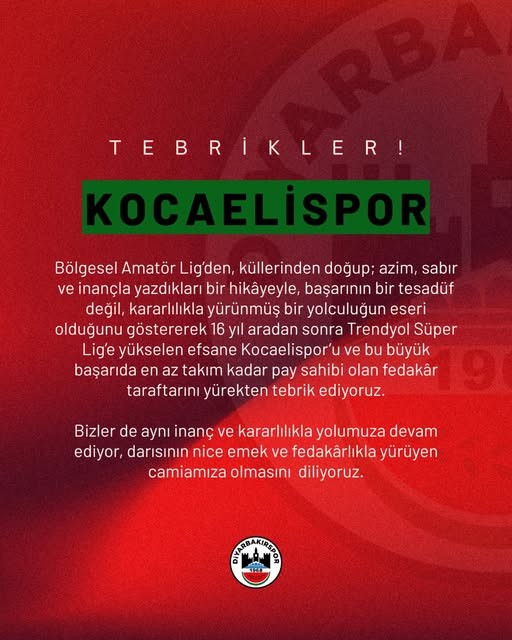 Umarız siz de Süper Lig’e dönersiniz HARBİ Diyarbakırspor! - Resim : 1