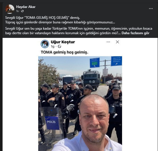 Haydar Akar’dan TOMA eleştirisi: Vatandaşın haklarını korumak için geldiğini gördün mü? - Resim : 1