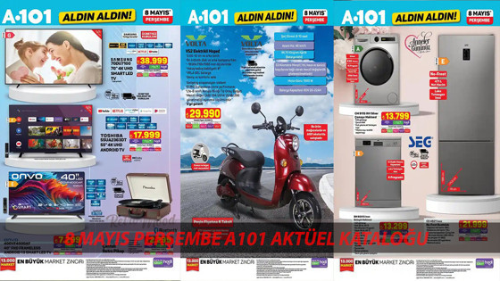 A101 8 Mayıs Aktüel Kataloğu Koltuk Yıkama Makinesi, Dikiş Makinesi, Elektrikli Moped Geldi