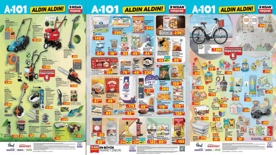 9 Nisan Perşembe A101 Aktüel Ürünler Kataloğu Çim Biçme Makinesi, Plastik Koltuk Geliyor