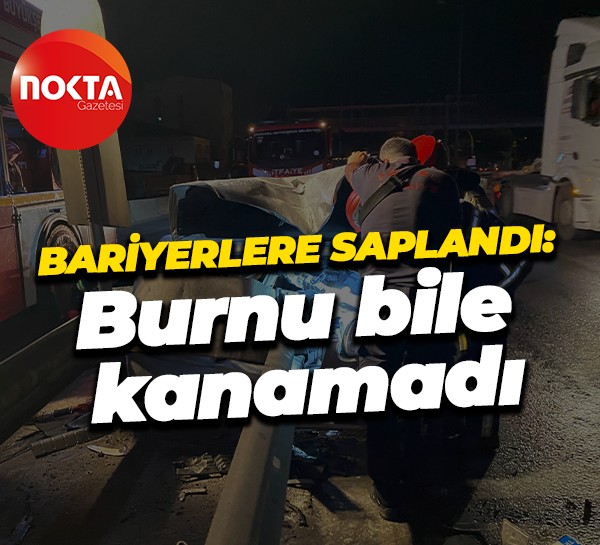 Bariyerlere saplandı: Burnu bile kanamadı