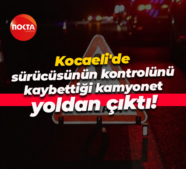 Kocaeli'de sürücüsünün kontrolünü kaybettiği kamyonet yoldan çıktı!
