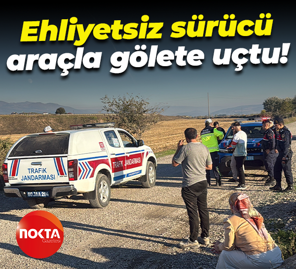 Ehliyetsiz sürücü araçla gölete uçtu!