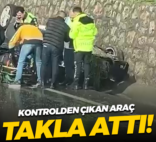 Gebze D100'de korkutan kaza: Otomobil ters döndü!