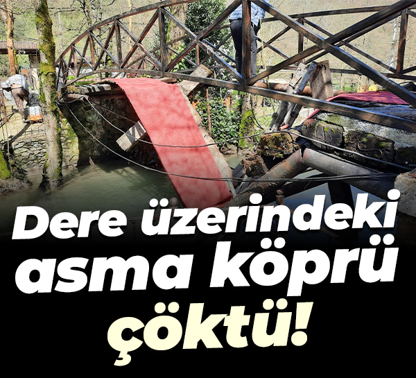 Dere üzerindeki asma köprü çöktü!