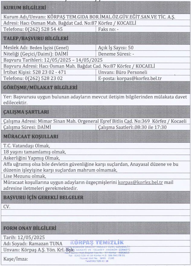 Kocaeli’deki o belediye 50 işçi alacak! - Resim : 1