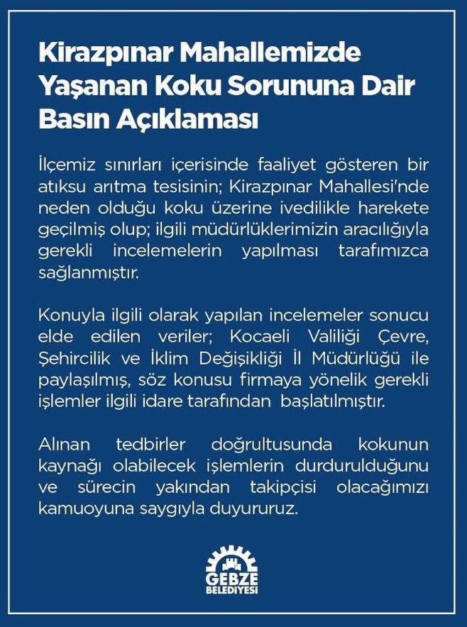 Belediyeden 'koku' açıklaması; İşlemler başlatıldı! - Resim : 1