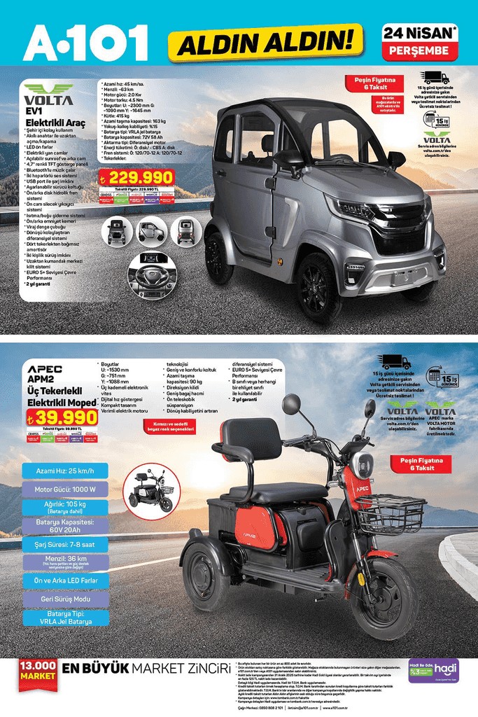 24 Nisan A101 Kataloğu 2025 Off Road benzinli ATV, Elektrikli Araç, 3 Tekerlekli Moped Var - Resim : 2
