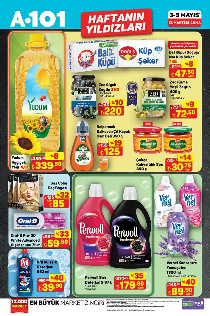 A101 Haftanın Yıldızları 3-9 Mayıs 2025 Ayçiçek Yağı, Deterjan, Tereyağı Fiyatları Değişti - Resim : 3