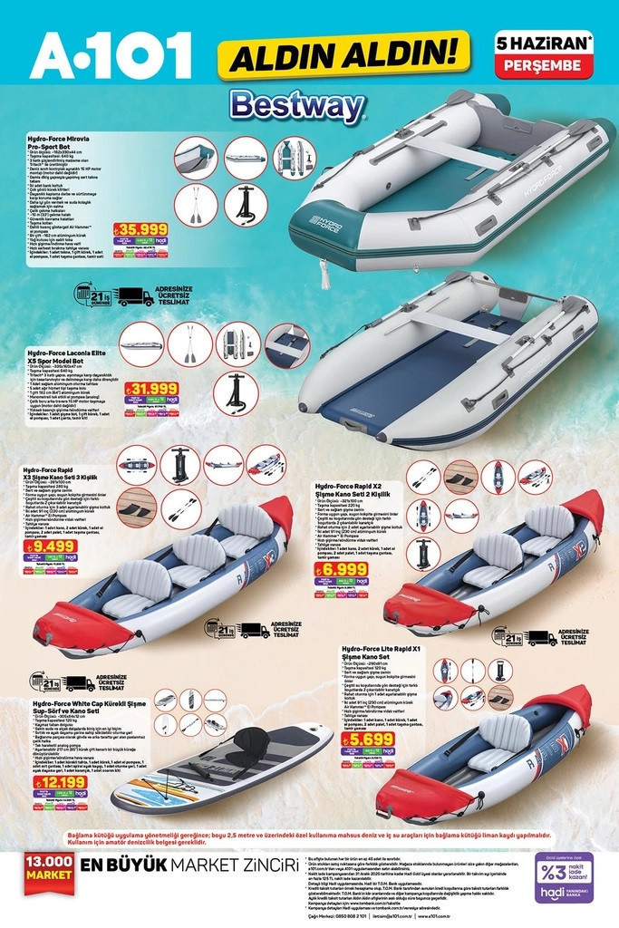 5 Haziran A101 Aktüel Ürünler Kataloğu | A101'e Bu Perşembe Benzinli Motosiklet, Kano Ürünleri Geldi - Resim : 2