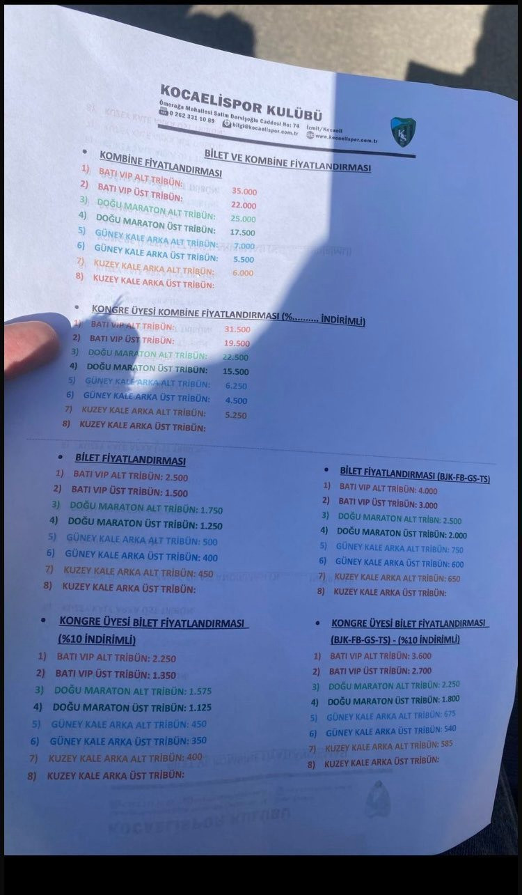 Kocaelispor'dan açıklama geldi: Kombine ve bilet fiyatları gerçeği yansıtmıyor - Resim : 1