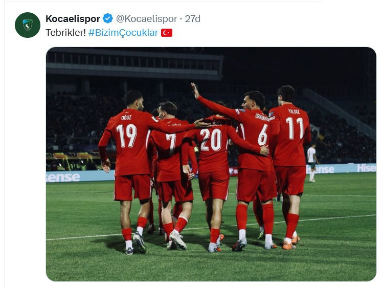 Kocaelispor’dan A Millî Takımımıza kutlama - Resim : 1