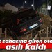 İnşaat sahasına giren otomobil asılı kaldı