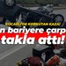 Kocaeli'de trafik kazası: Beton bariyere çarparak takla attı!