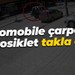 Otomobile çarpan motosiklet takla attı!