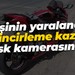 3 kişinin yaralandığı zincirleme kaza kask kamerasında!