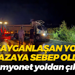 Kayganlaşan yol kazaya sebep oldu... Kamyonet yoldan çıktı!