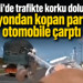 Kocaeli'de trafikte korku dolu anlar! Kamyondan kopan parçalar otomobile çarptı
