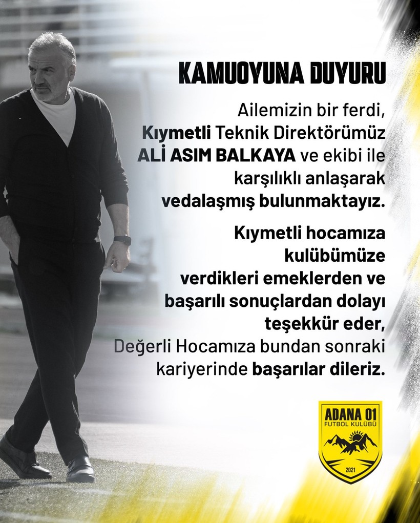 Adana 01 FK’da Ali Asım Balkaya şoku! - Resim : 2