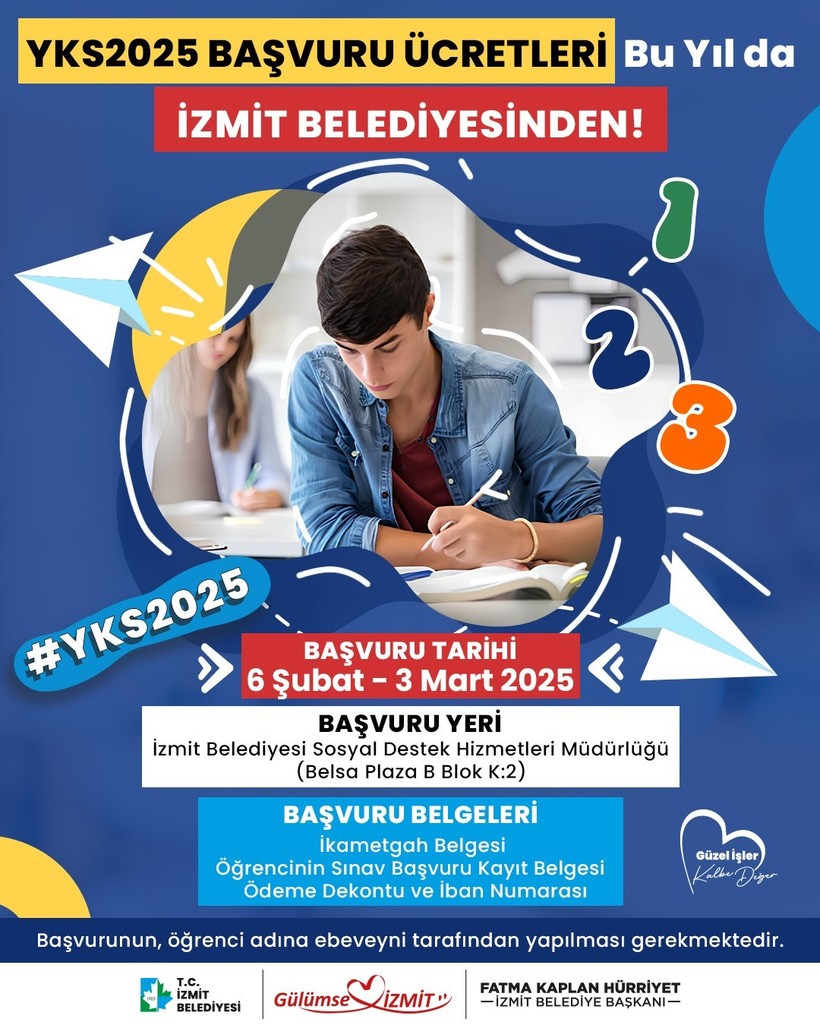 İzmit Belediyesi'nden öğrencilere YKS ücreti desteği