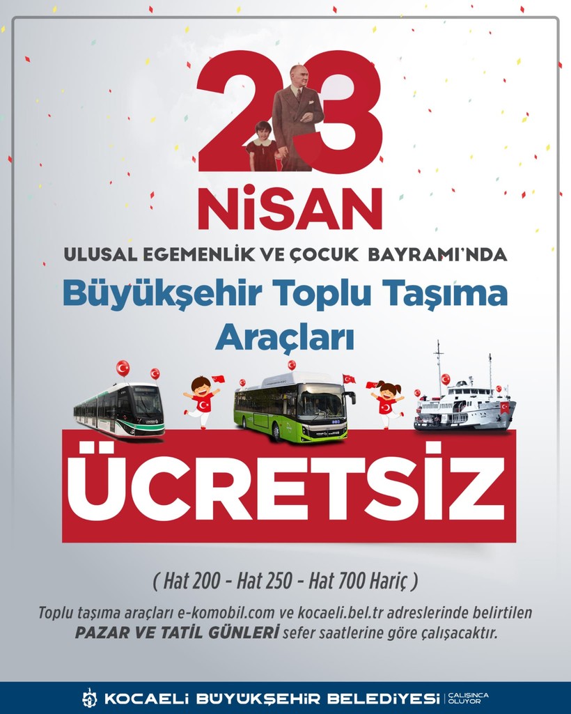 Kocaeli'ye 23 Nisan müjdesi... Ücretsiz olacak! - Resim : 1