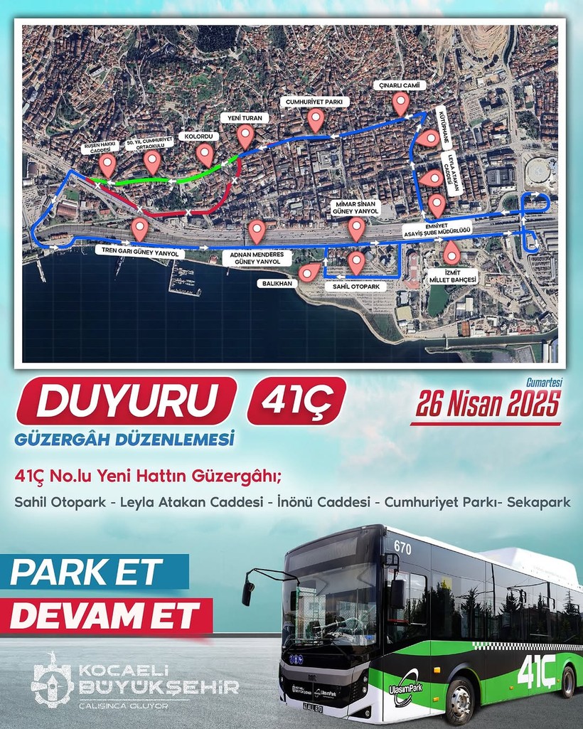 Kocaeli'de 41Ç otobüs güzergahında düzenleme - Resim : 1