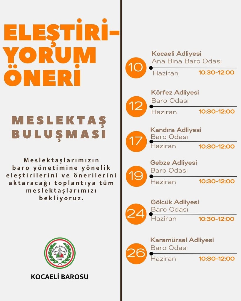 Kocaeli Barosu “Meslektaş Buluşması” düzenleyip eleştiri ve katkı soracak - Resim : 1