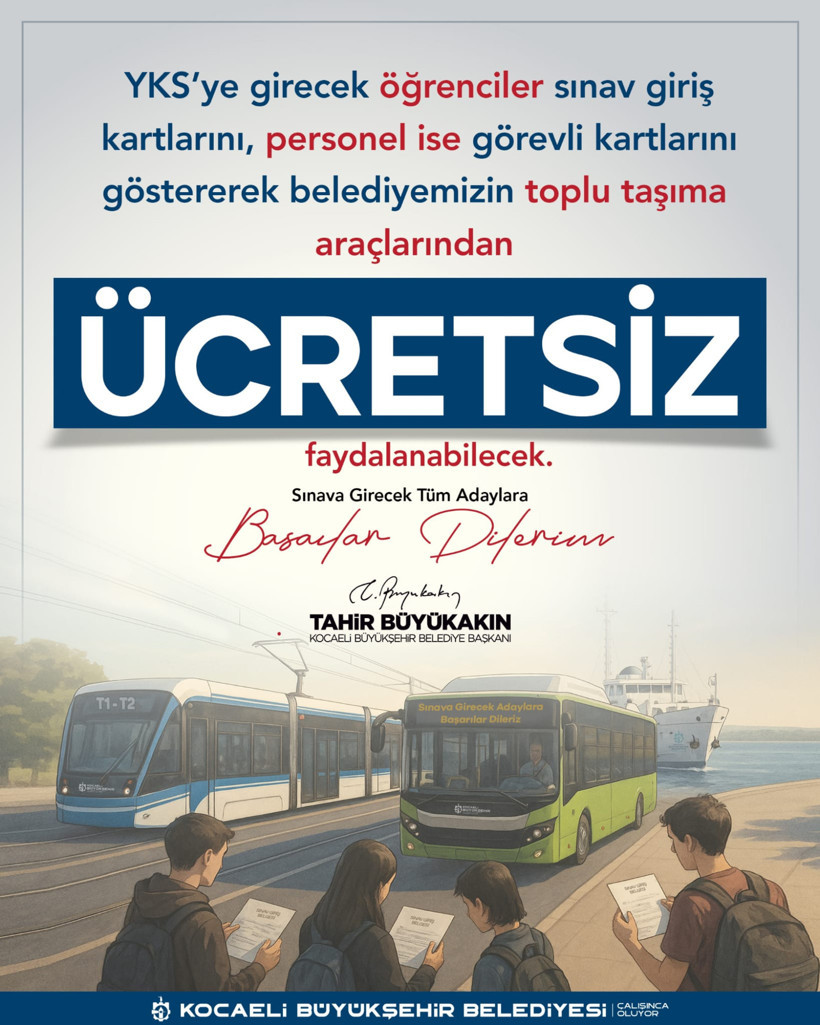 YKS günü öğrencilere ücretsiz ulaşım imkanı - Resim : 1