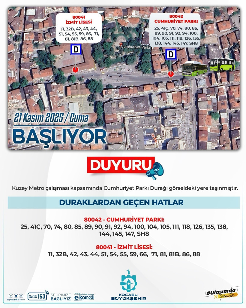 Kocaelililer dikkat! İzmit'teki otobüs durağının yeri değiştirildi - Resim : 1