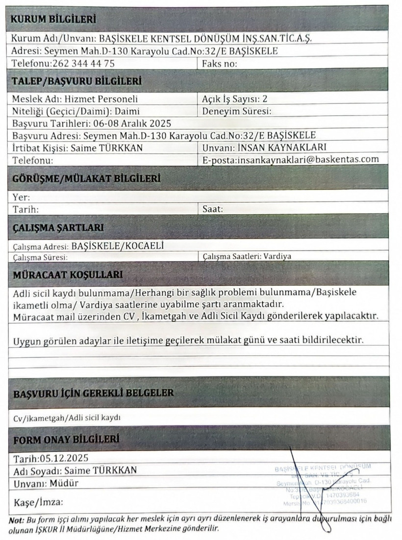 Belediye hizmet personeli alacak - Resim : 1