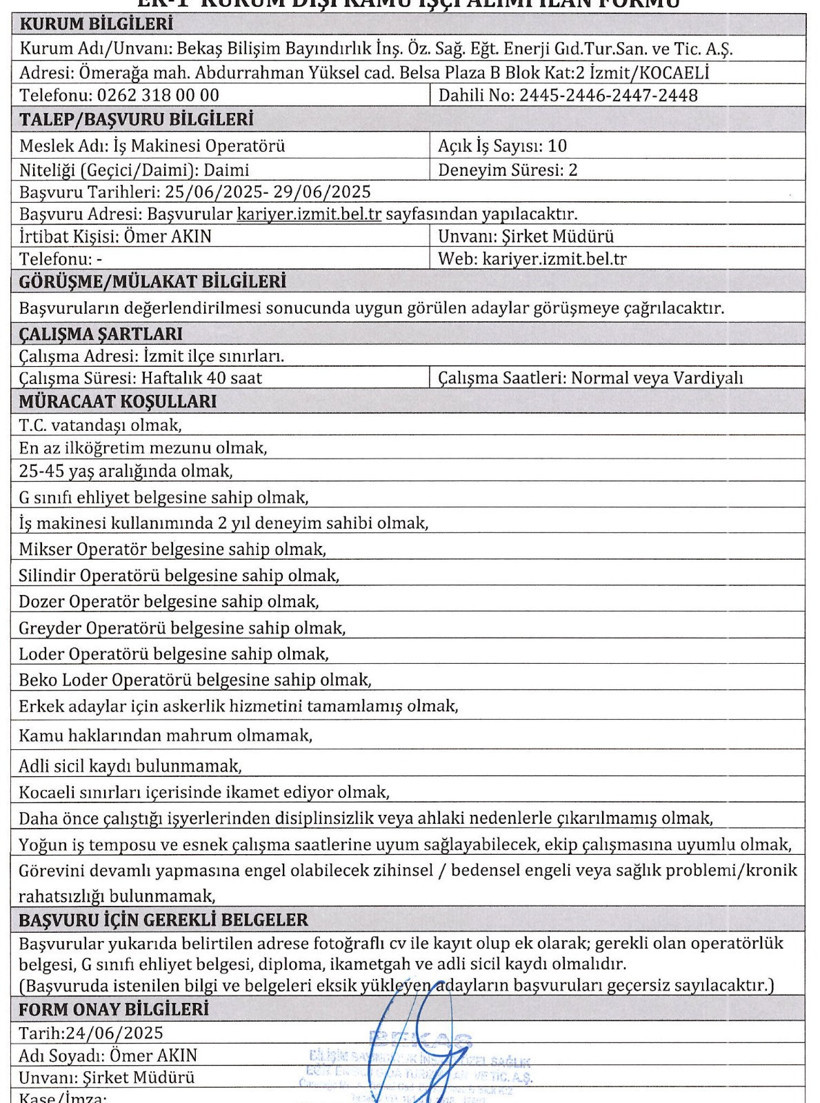 İzmit Belediyesi şoför alacak! - Resim : 1