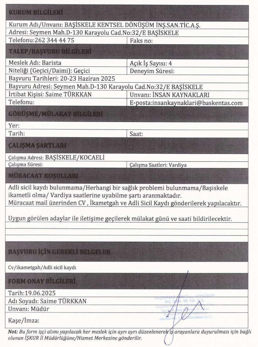 Belediye “Barista” arıyor! - Resim : 1