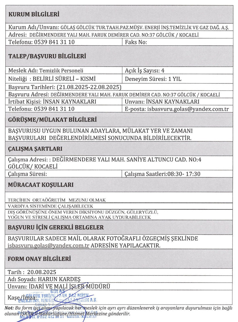 Belediye temizlik işçisi alacak - Resim : 1