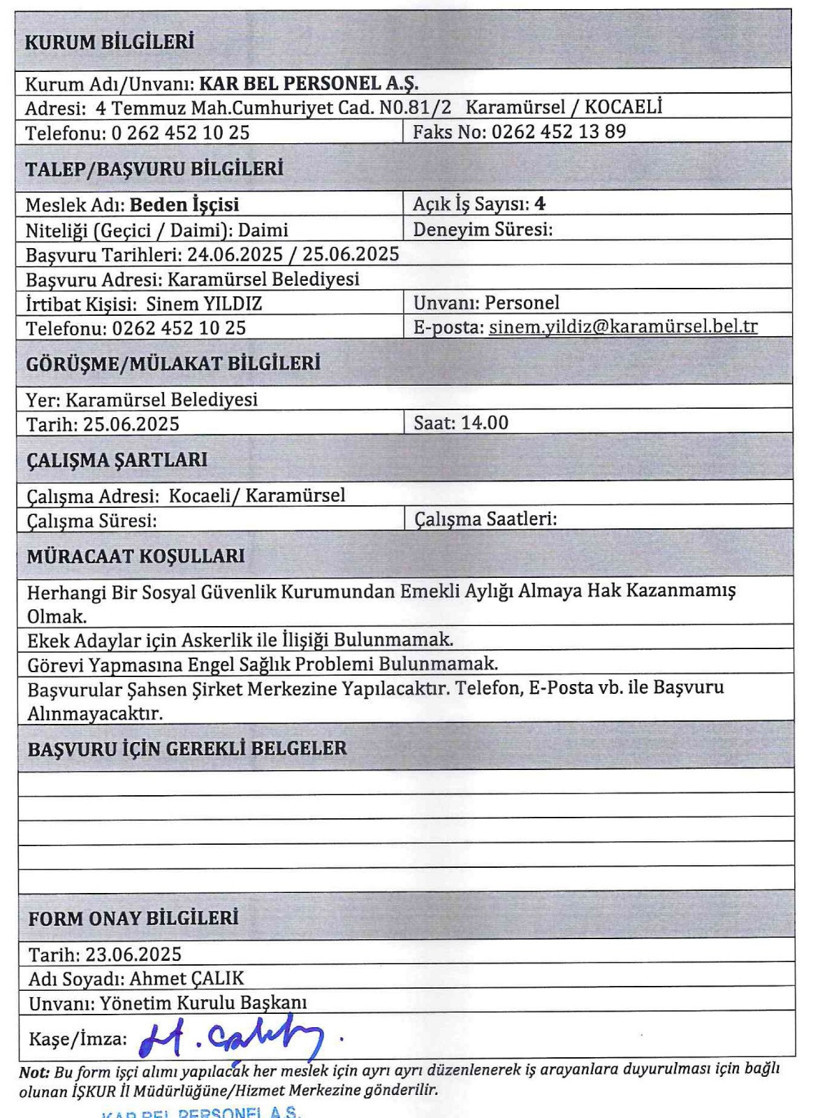 Kocaeli’deki o belediye işçi alacak! - Resim : 1