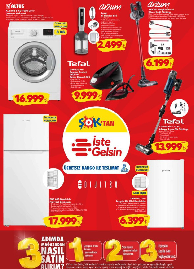 3-9 Aralık 2025 ŞOK Aktüel Ürünler Kataloğu Tefal Dikey Süpürge, Buharlı Kırışık Giderici Geldi - Resim : 4