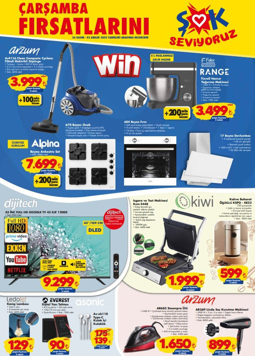 26 Kasım Çarşamba ŞOK Aktüel Ürünler Kataloğu 2025 Hamur Yoğurma Makinesi Geldi - Resim : 1